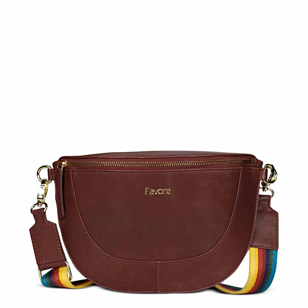 Favore Women Burgundy Leather Crossbody Fanny Bags