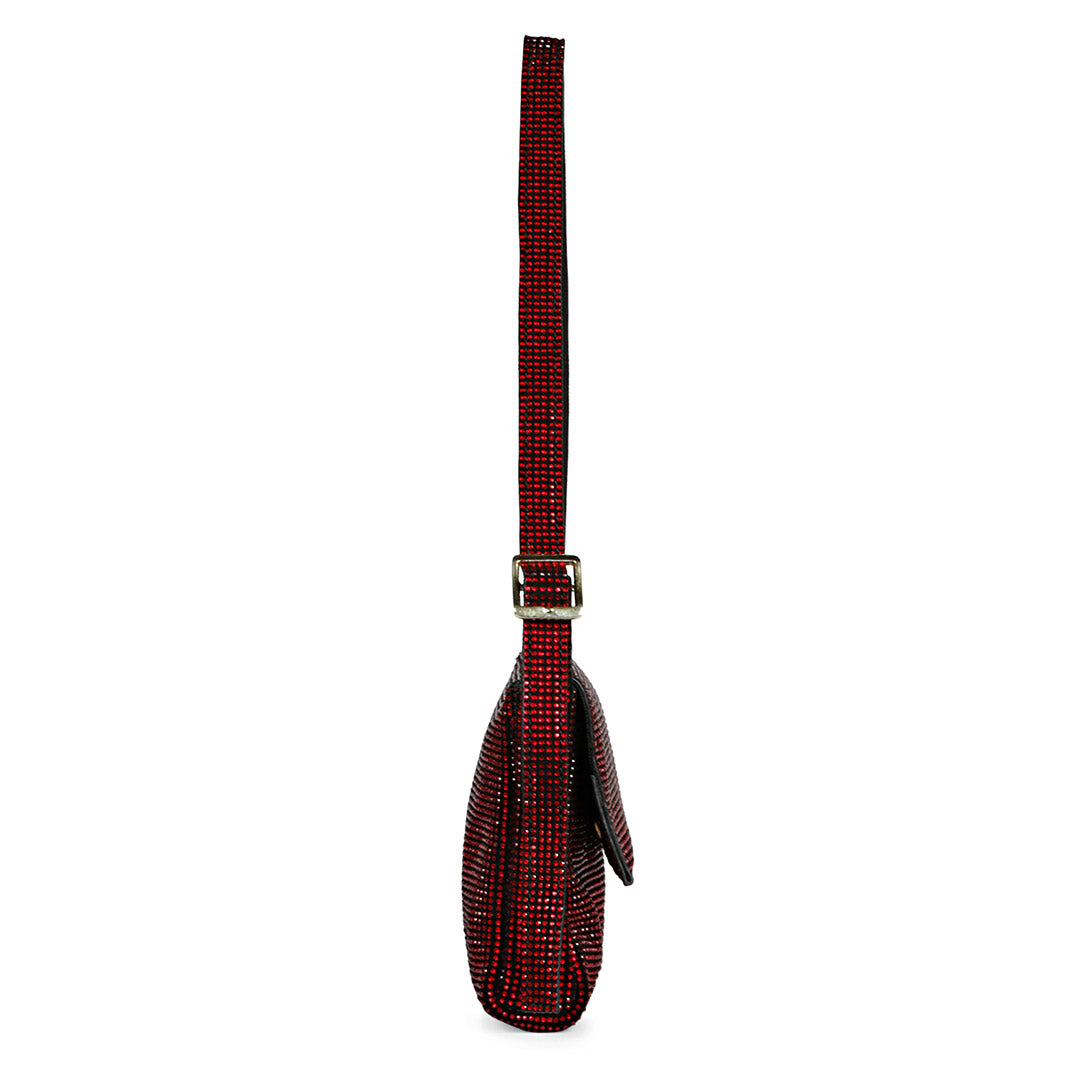 Mattie Crystal Embellished Red Leather Mini Handbags