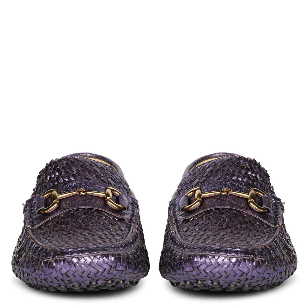 Saint Lucy Purple Woven Leather Loafers