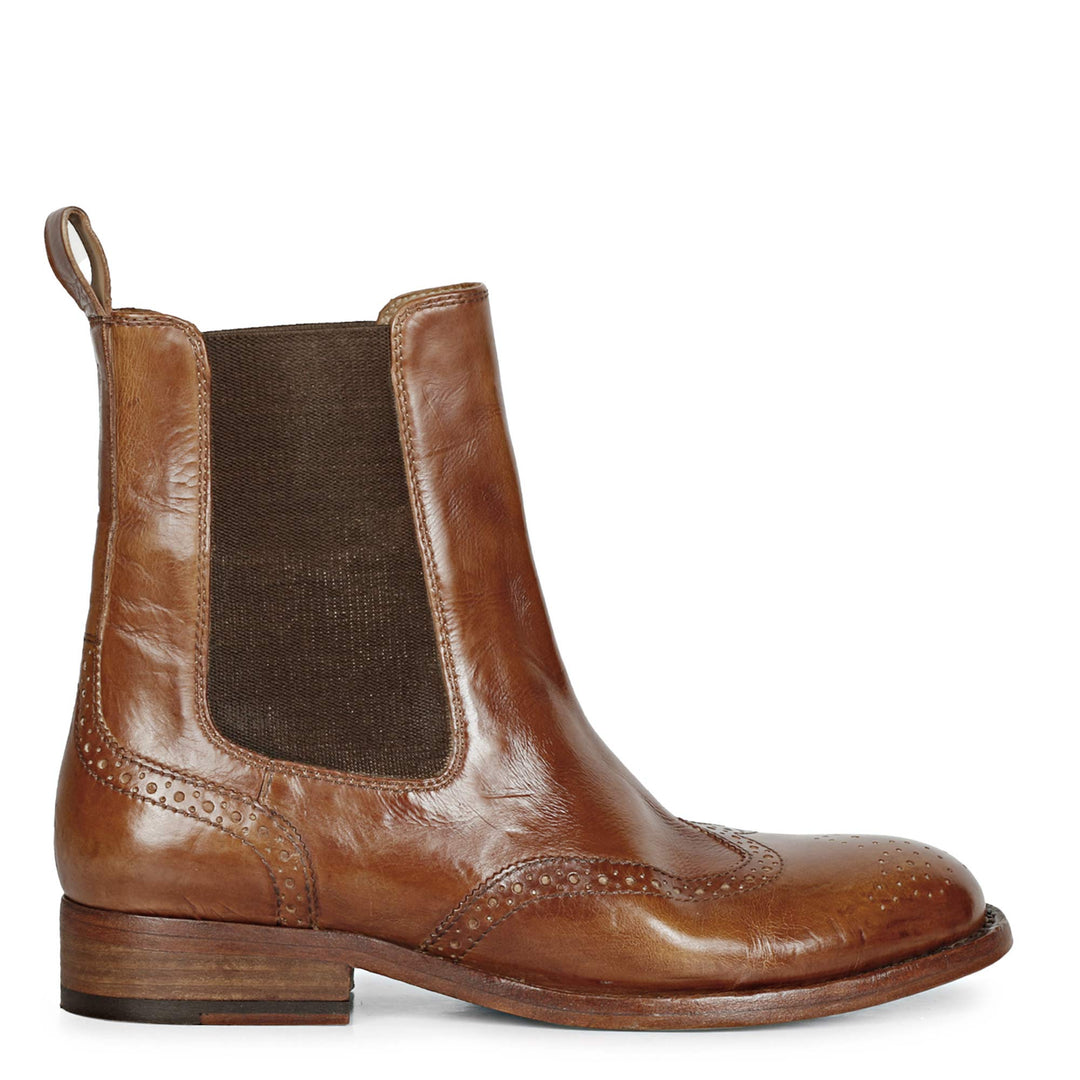 Sleek and stylish SAINT SANTINA COGNAC LEATHER WASHED ANKLE BOOTS for a timeless look. Crafted with quality and sophistication