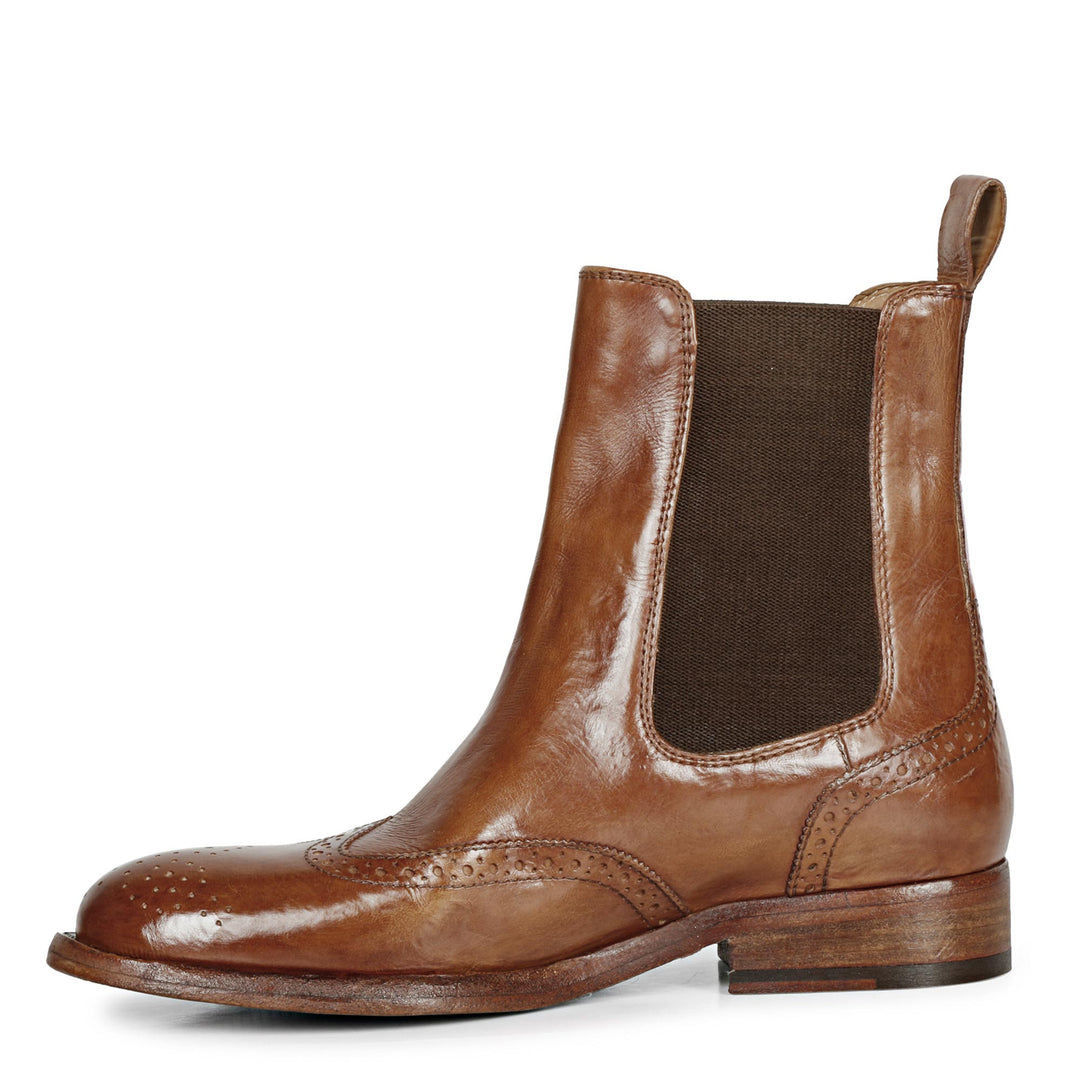 Sleek and stylish SAINT SANTINA COGNAC LEATHER WASHED ANKLE BOOTS for a timeless look. Crafted with quality and sophistication