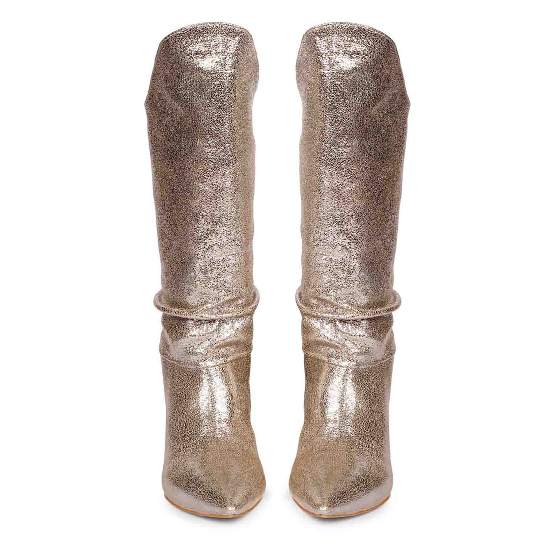 Versatile Saint Nayeli Silver Metallic Boots - Perfect for Casual and Dressy Occasions