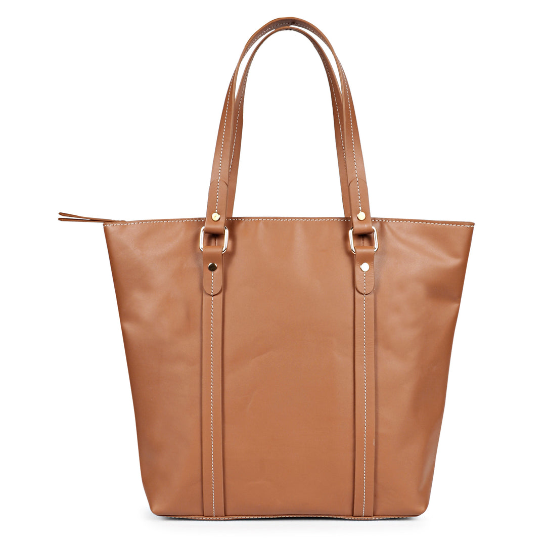 Favore Tan Textured Leather Oversized Shopper Shoulder Bag