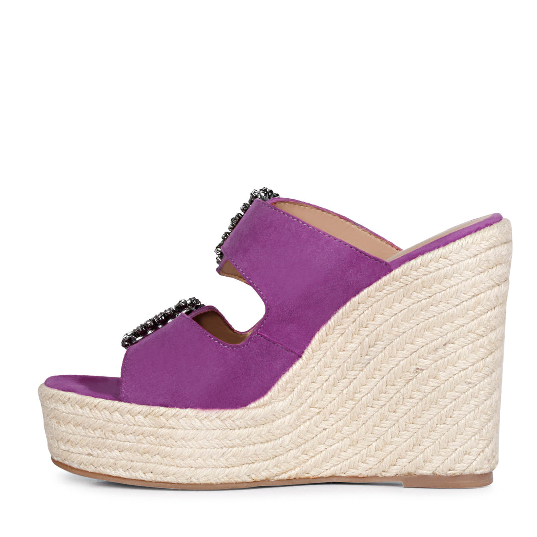 rendy Stone-Embellished Purple Wedge Shoes - Saint Floriana