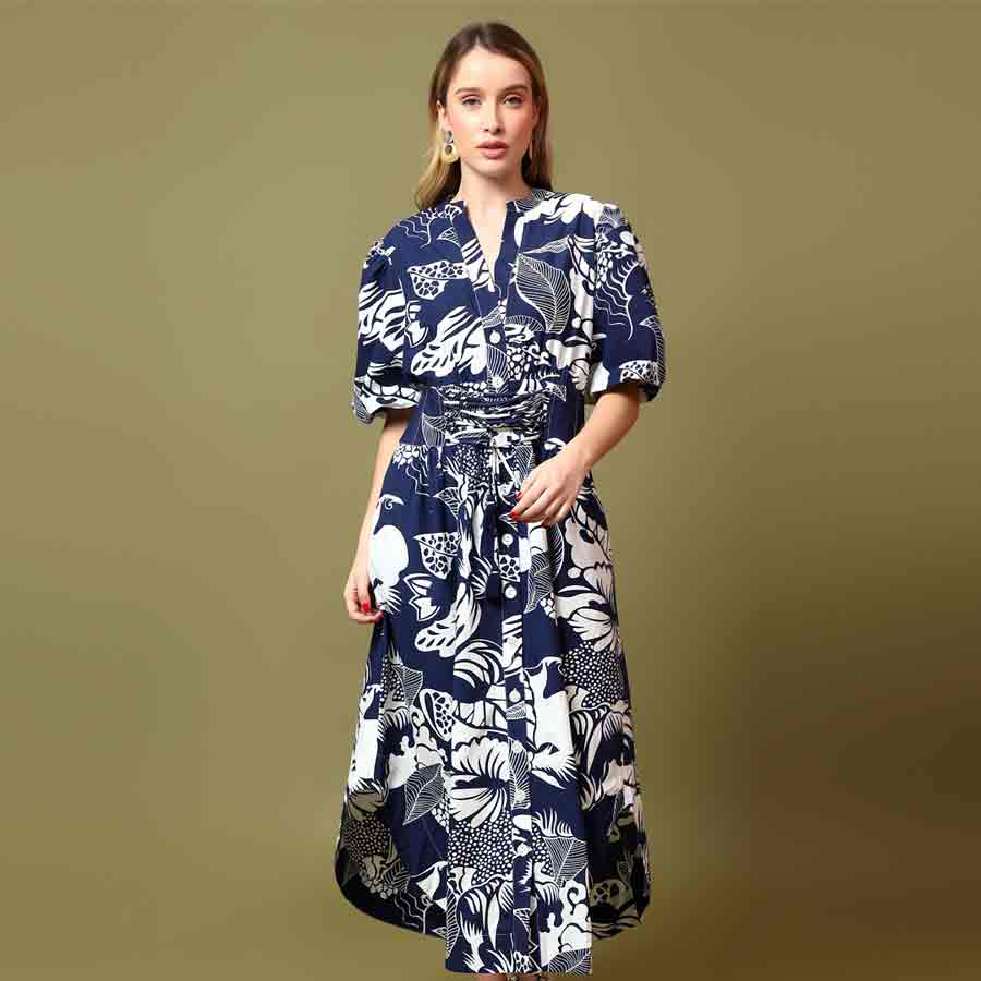 Saint Womens Nautical Floral Print Cotton Dress – SaintG India