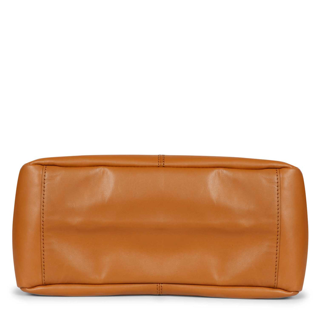 Favore Tan Leather Structured Shoulder Bag