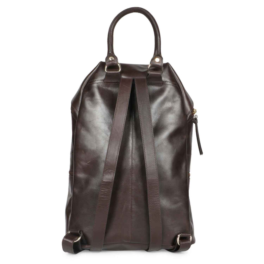 Favore Dark Brown Leather Oversized Structured Backpacks