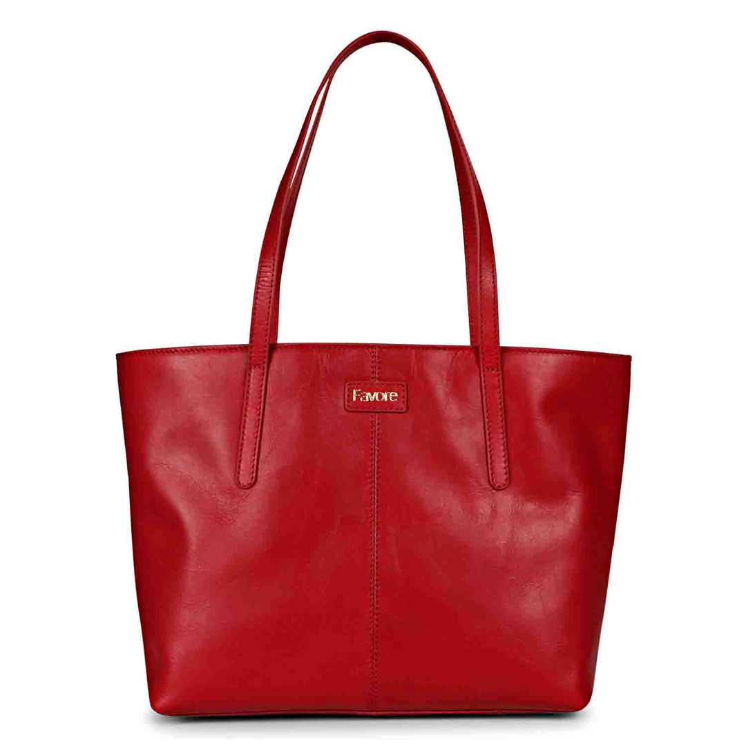 Favore Red Leather Oversized Structured Hobo Bag