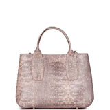 Favore Snake Print Peach Leather Satchel Bags