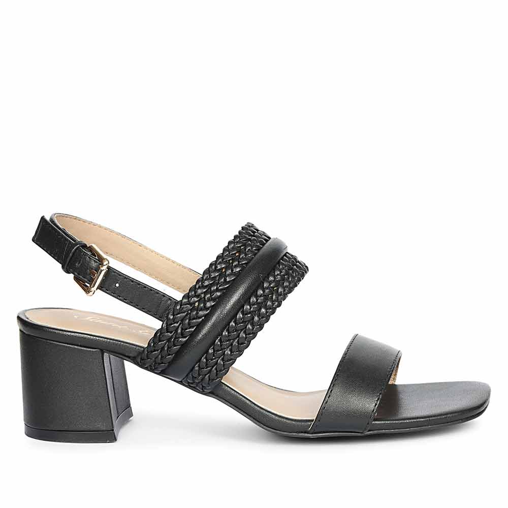Saint Mabel Hand Woven Black Leather Block Heels