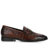 Saint Ansprand  Brown Croco Embossed Leather Loafers