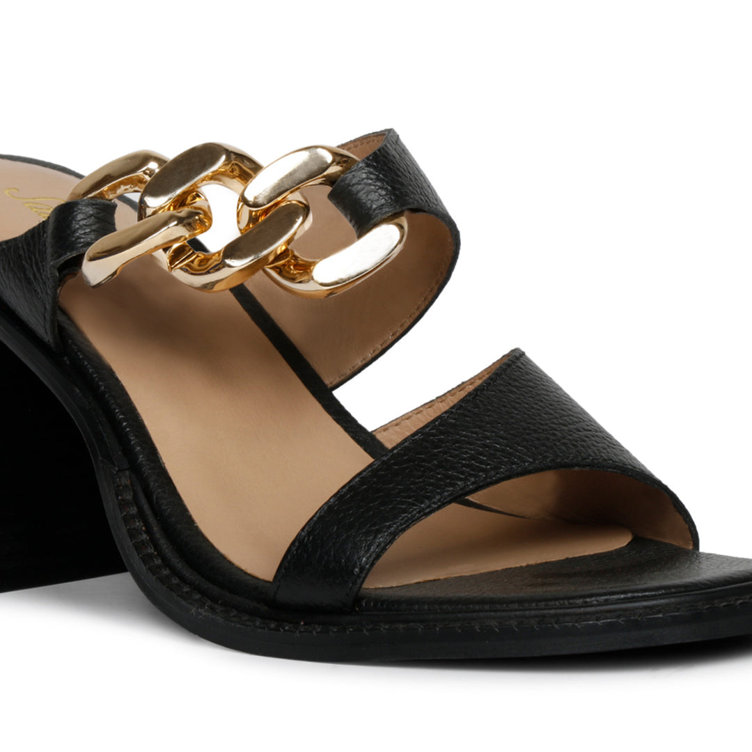 Elegant Saint Madrid Leather Block Heels