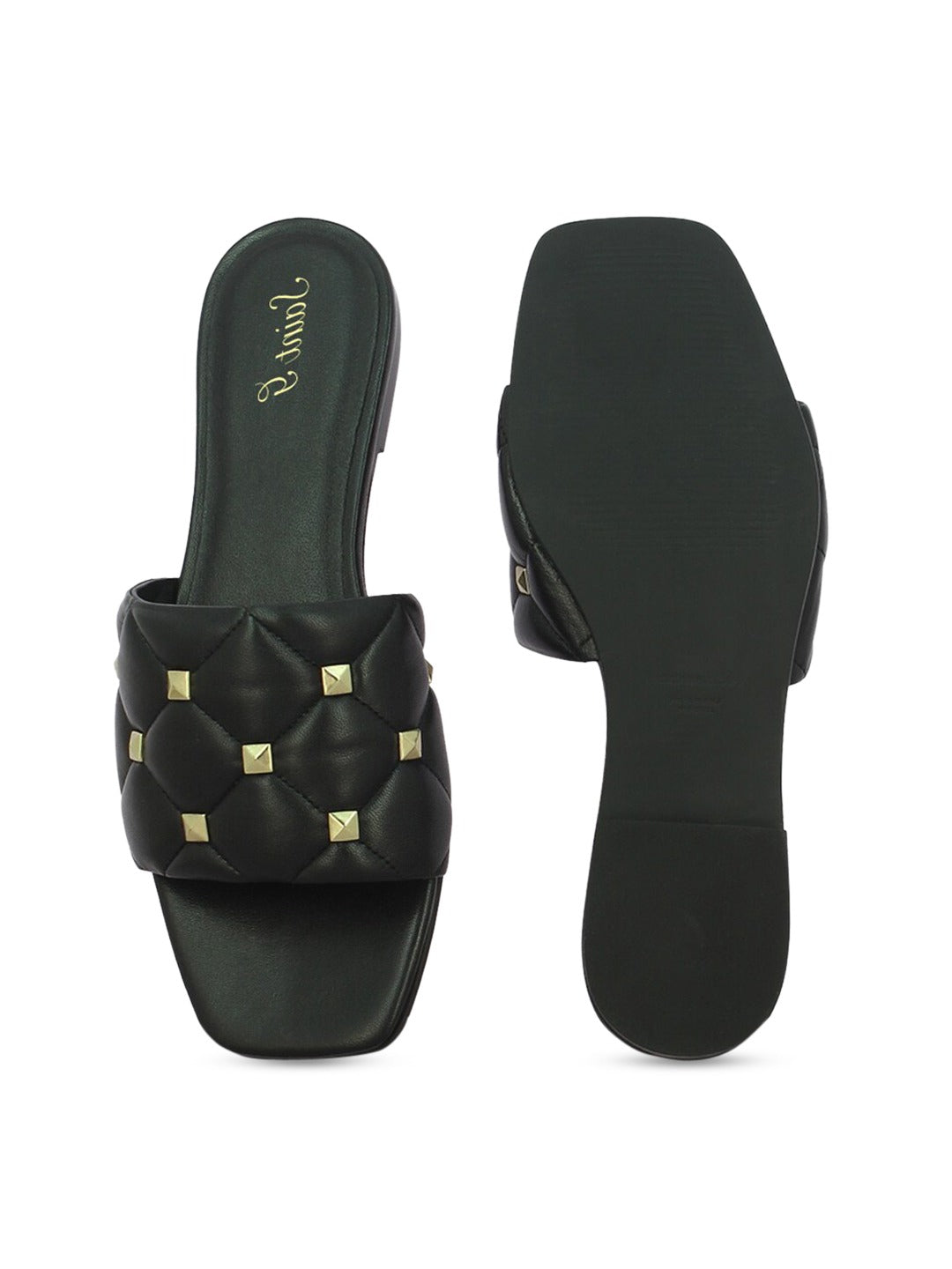 Saint Ludovica Black Leather Slides: Handcrafted elegance for ultimate comfort and style