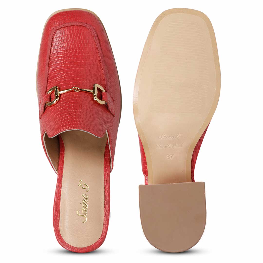 Step out in confidence with Saint Jasmine's red lizard moccasins, a perfect blend of fashion and comfort