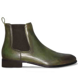 Saint Agostino Two Color Toned Olive Leather Chelsea Boot