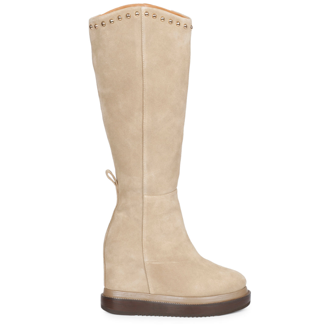 Saint Adelmo studs wedge boots, ivory suede
