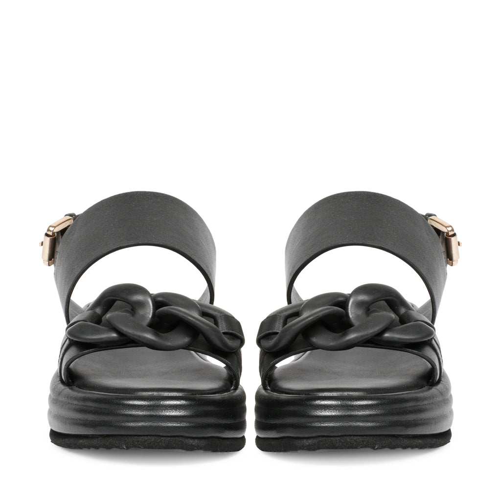 Stylish Saint Flurina Black Leather Sandals - Elevate your look with woven leather and platform sole. Perfect for any occasion.