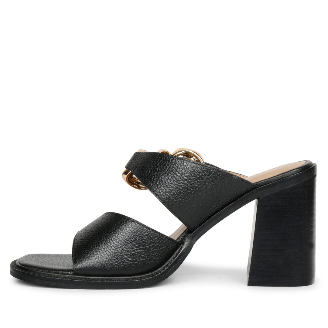 Elegant Saint Madrid Leather Block Heels