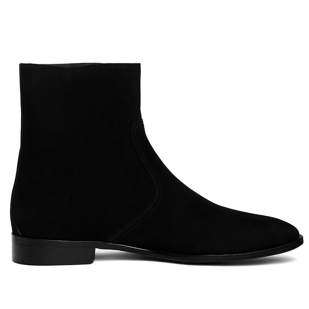 Black Nubuck Leather Ankle Boots for Men