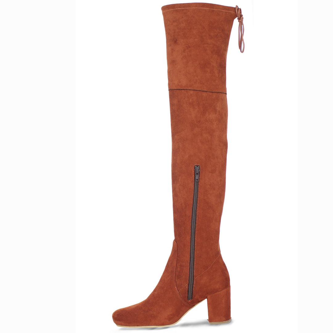 Chic Saint Luisa Tan Suede Boots - Knee-high Stretch Design for Women