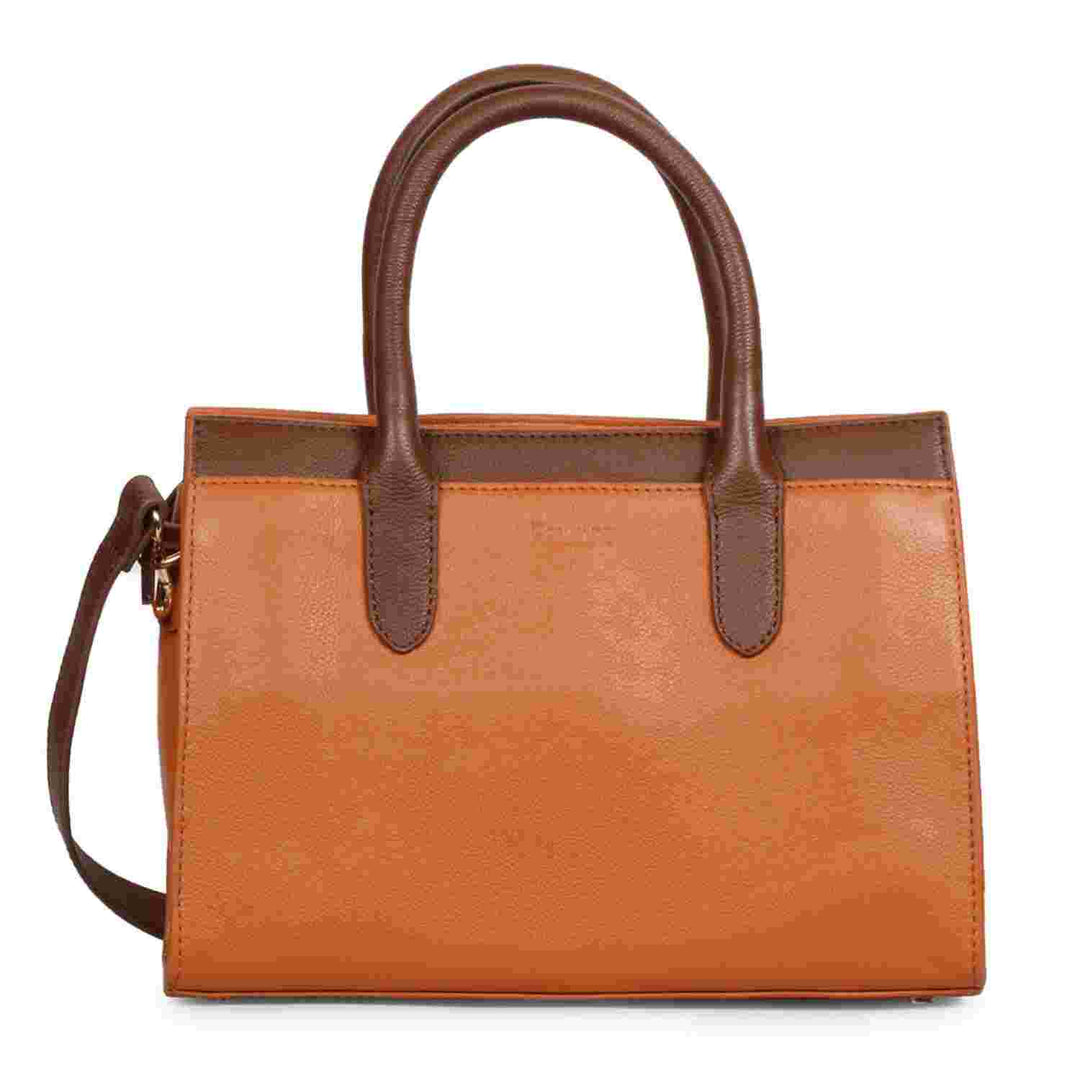 Favore Brown Leather Structured Handheld Bag