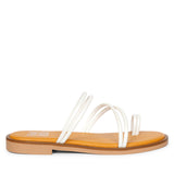 ViviBlu White Leather Flat Sandals