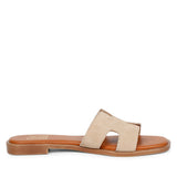 ViviBlu Beige Leather Flat Sandals