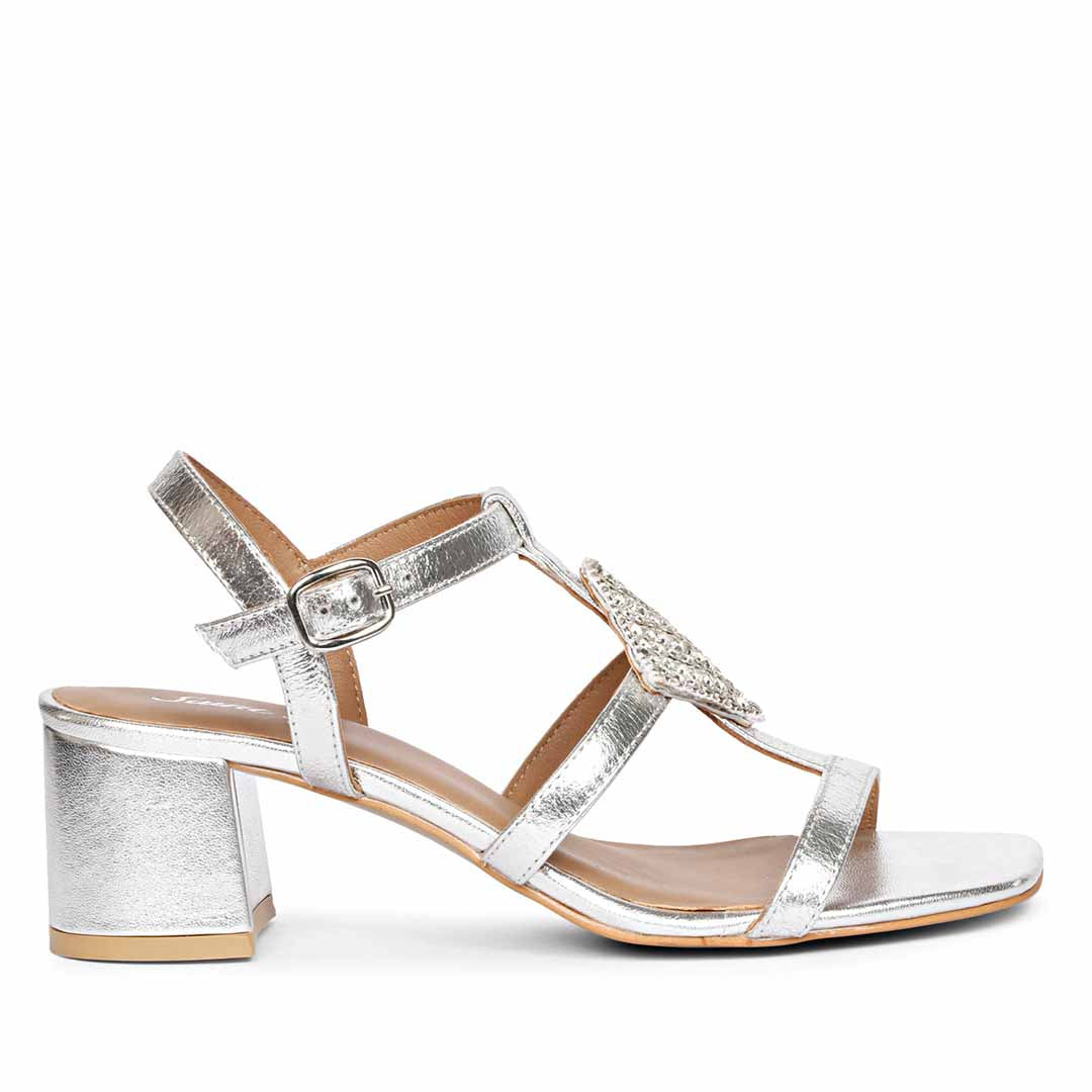 silver metallic shiny leather heels 