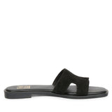 ViviBlu Black Leather Flat Sandals