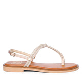 ViviBlu Champagne Leather Flat Sandals