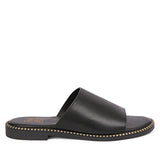Aria Black Leather Flat Sandals