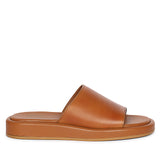 Zelora Tan Leather Flat Sandals
