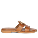 Enrisa Tan Leather Flat Sandals