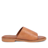 Aria Tan Leather Flat Sandals