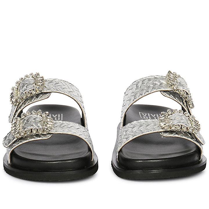 Avelyn Silver Flat Sandals