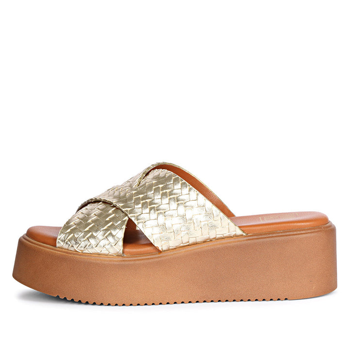 Faelyn Gold Platform Sandals