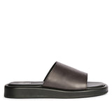 Zelora Black Leather Flat Sandals