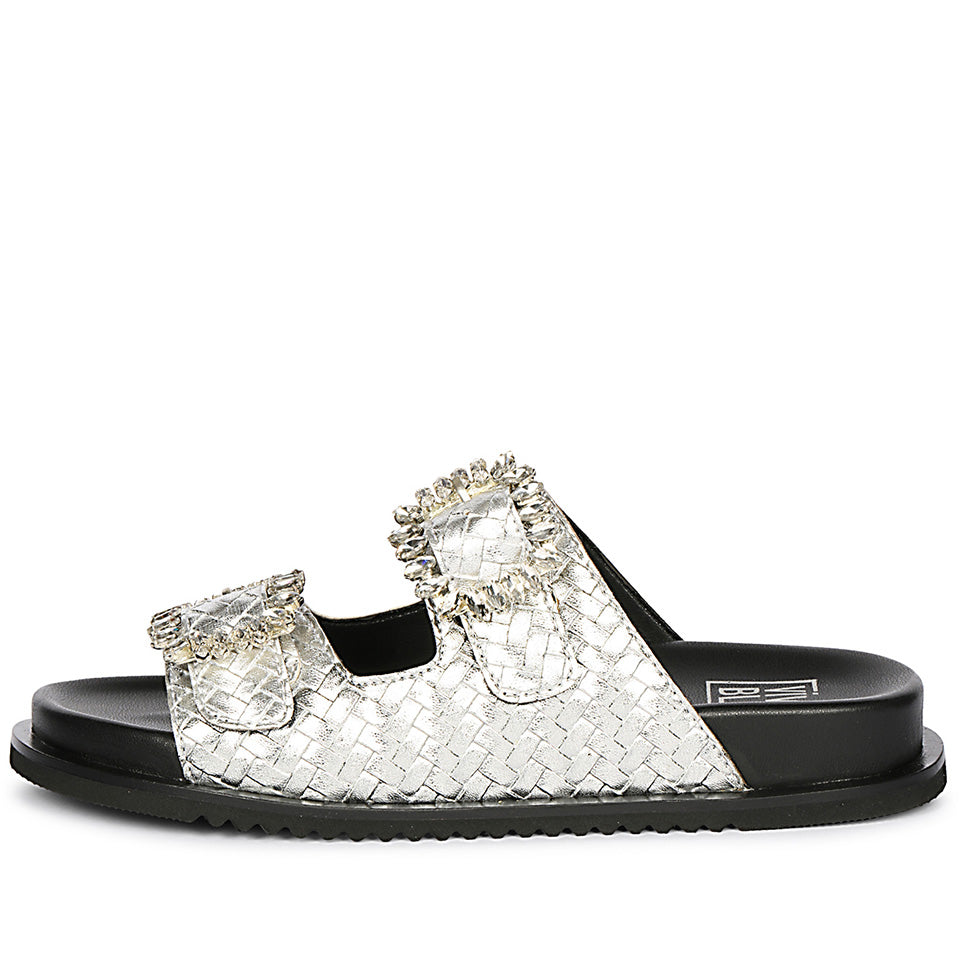 Avelyn Silver Flat Sandals