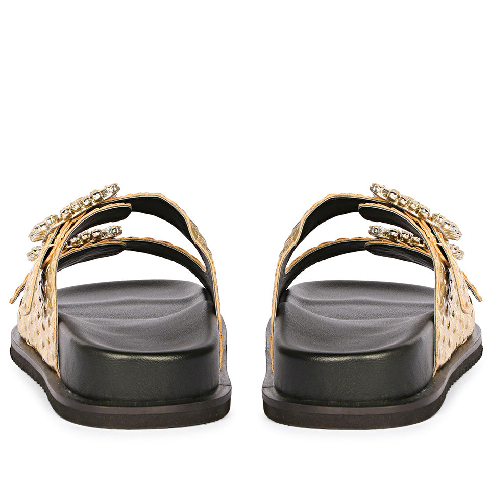 Avelyn Gold Flat Sandals