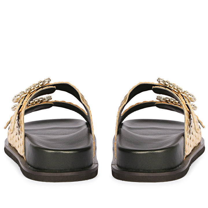 Avelyn Gold Flat Sandals
