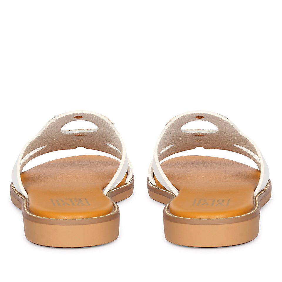 Enrisa White Leather Flat Sandals