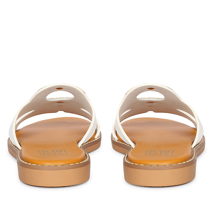 Enrisa White Leather Flat Sandals