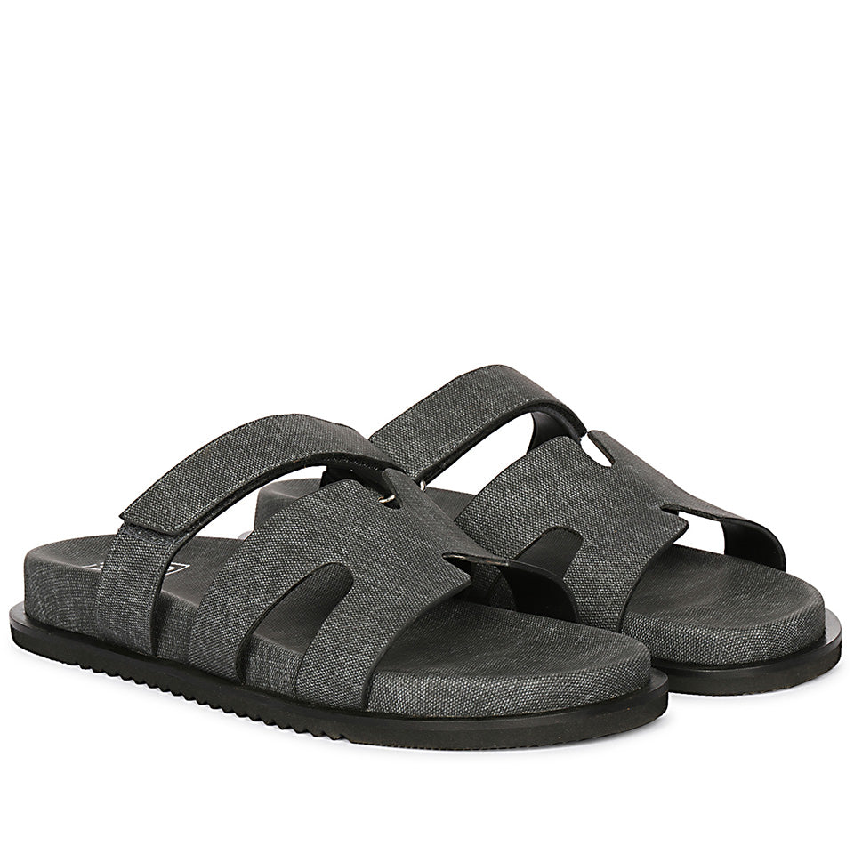Ivanel Grey Flat Sandals