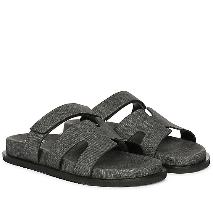 Ivanel Grey Flat Sandals