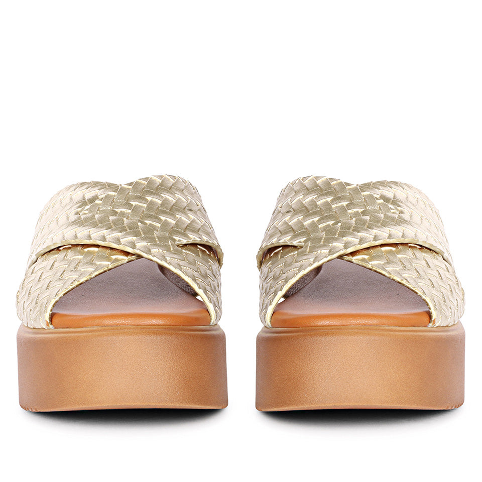 Faelyn Gold Platform Sandals