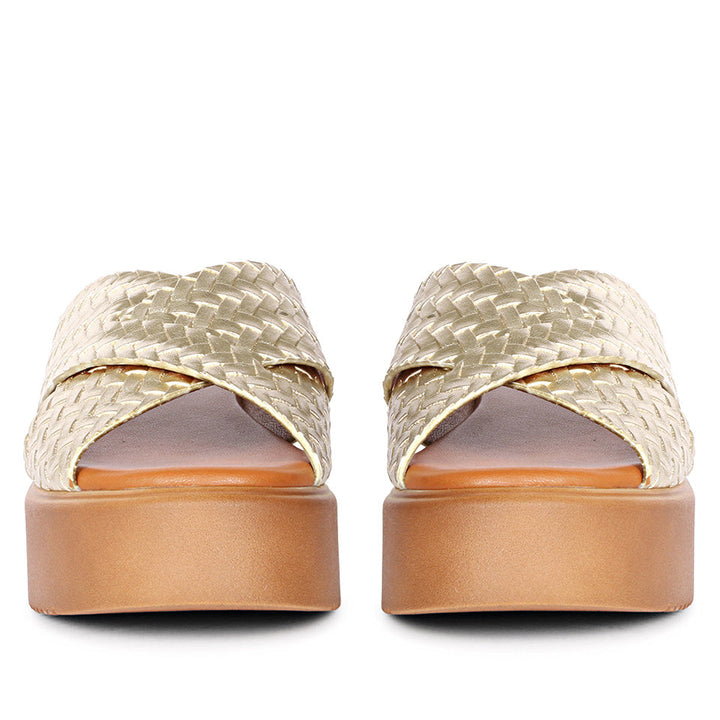 Faelyn Gold Platform Sandals