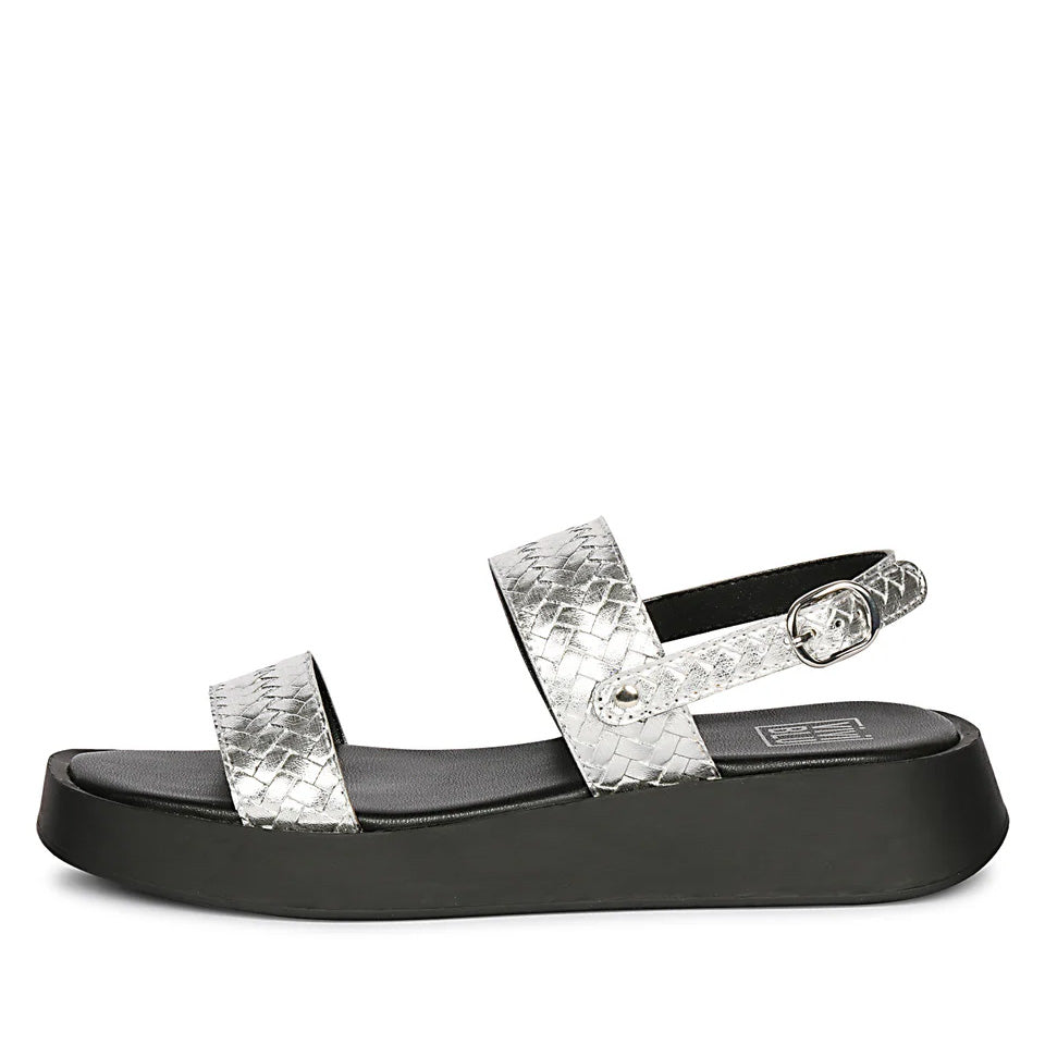 Genisa Silver Leather Flat Sandals