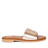 ViviBlu Champagne Leather Flat Sandals