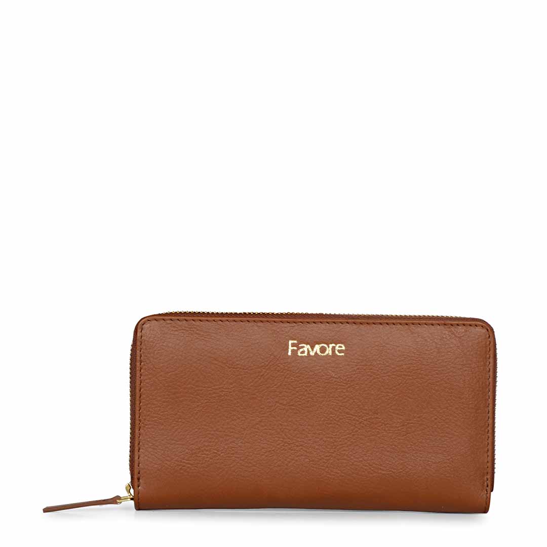 Favore Brown Leather Purse Clutches