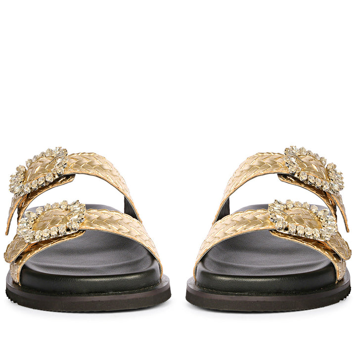 Avelyn Gold Flat Sandals